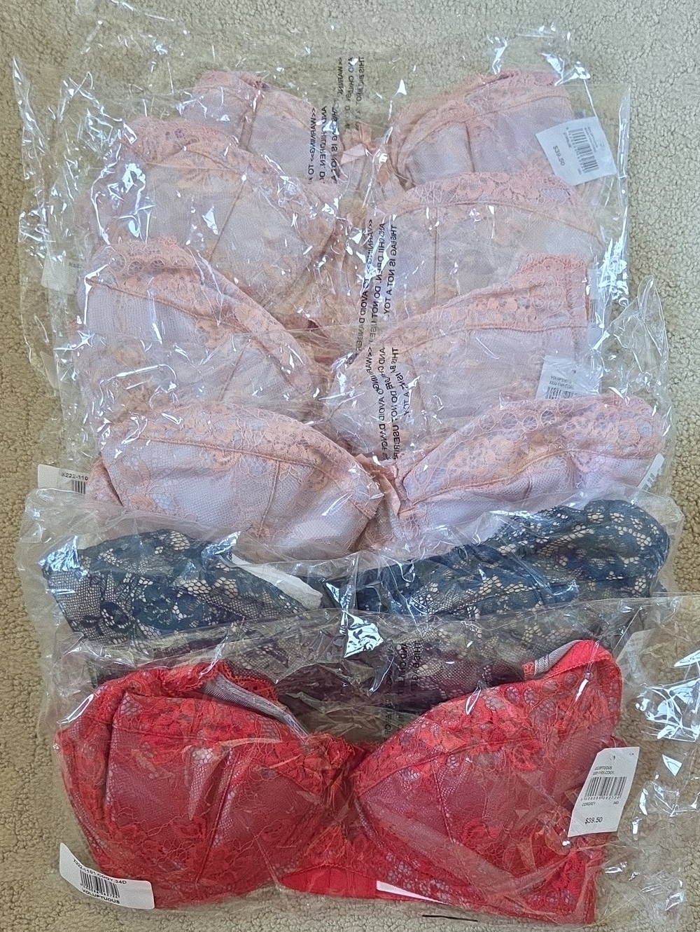 NWT Frederick's Of Hollywood Voluptuous Full Figure Bra "Lot Of Six" Size 34D
